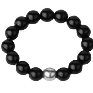 Black Onyx 4 mm Beaded Stretch Ring